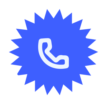 A blue phone icon on a flat shape illustration png