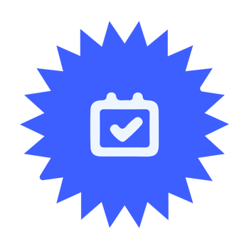 A blue star with a check mark on it flat png