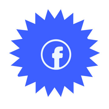 A blue star with a white facebook logo on it png