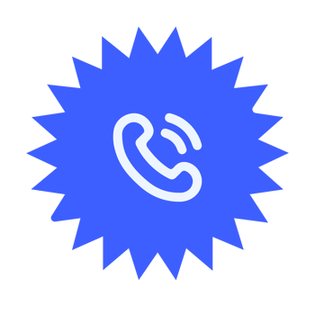 A blue star with a phone icon on it png