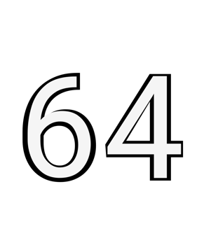 Black and white color numbers 64 png