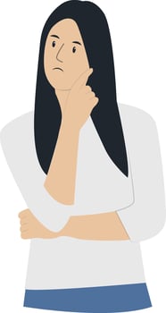 Confused Woman Character with Cartoon Design vector