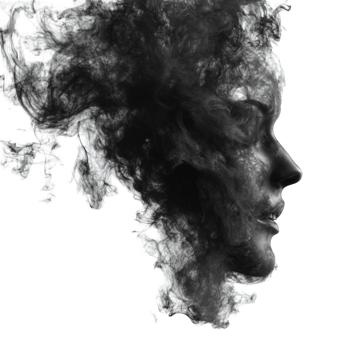 Mysterious Woman's Face Covered in Smoke png
