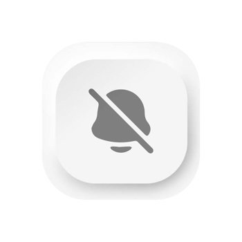 No bell icon white square button on flat shape png