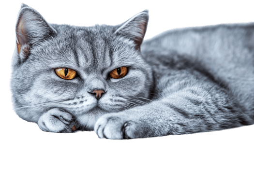 grey cat with orange eyes png