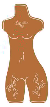 Female body with floral elements simple icon. Abstract woman silhouette. Healthy life woman vector