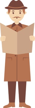 Male Detective Character with Flat Cartoon Design vector