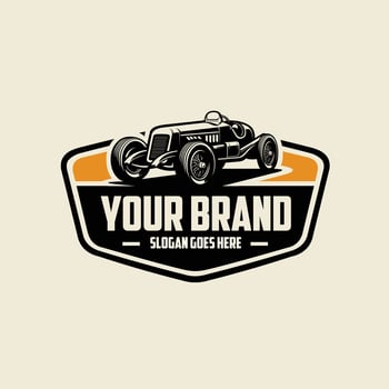 Vintage classic race car logo badge art isolated vector