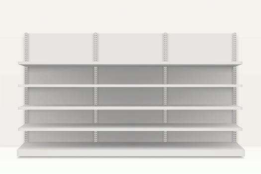 Empty White Retail Shelves in Minimalist vector