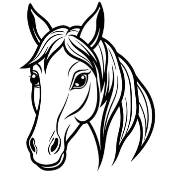 horse head outline white background illustration vector