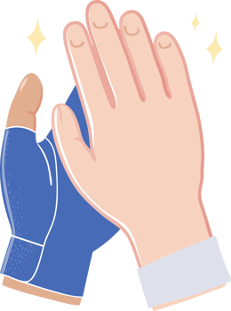 Two Hands High-Fiving, Illustrated, Blue and Beige, Teamwork Concept png