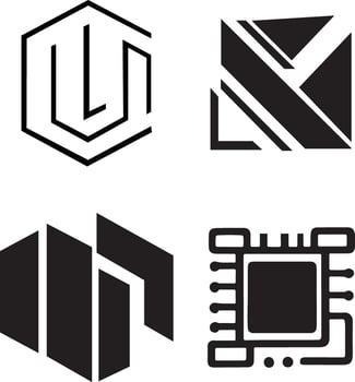Modern Abstract Logos, Icons, and Technology Symbols vector