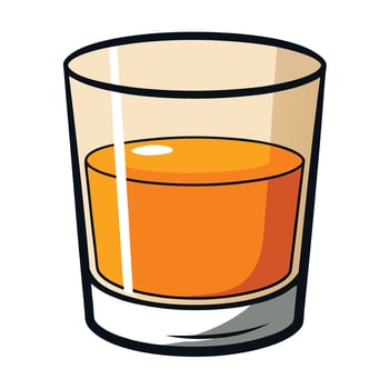A glass of orange juice on a white background vector