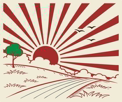 Sunrise morning a clean minimalist with a radial burst. vector