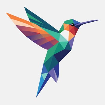 Colorful geometric hummingbird illustration. Isolated of Low poly colorful Hummingbird on white back ground, animal geometric. vector