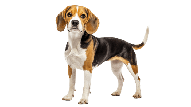 Beagle standing confidently on white background png
