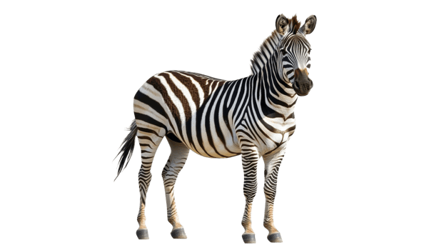 Zebra standing in a natural pose in clear light png