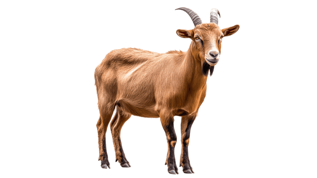Goat standing calmly on a transparent background png