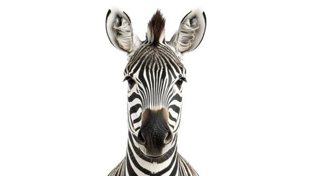 Zebra stands out on a white background png