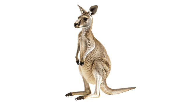 Kangaroo standing upright in a white background png