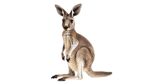 Kangaroo standing upright on white background png