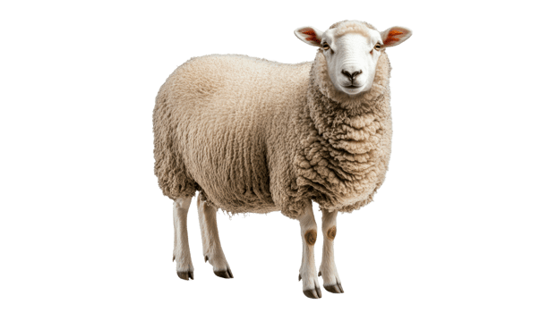 Sheep standing calmly on a white background png
