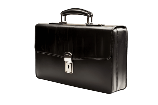 Elegant black leather briefcase png