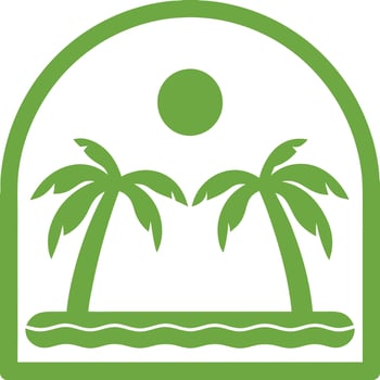 Classic Beachside Island View in Monochrome Style vector