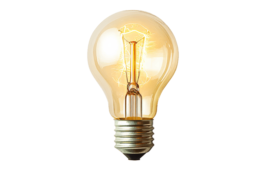 Vintage style glowing light bulb png