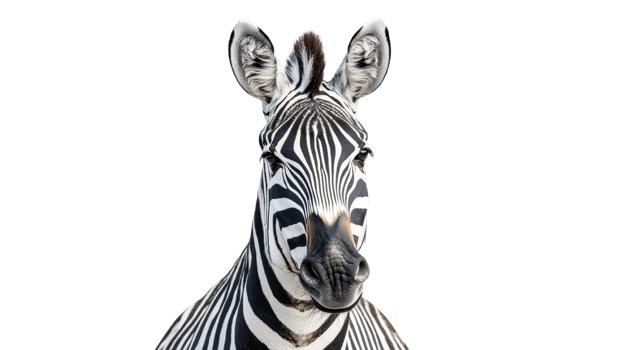 Zebra with striking black and white stripes png