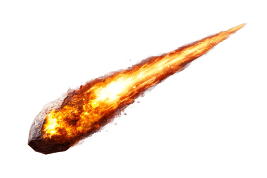 Bright meteor streaking across a dark sky png