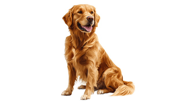Happy golden retriever on transparent background png