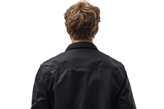 Man with tousled hair wearing a black shirt png