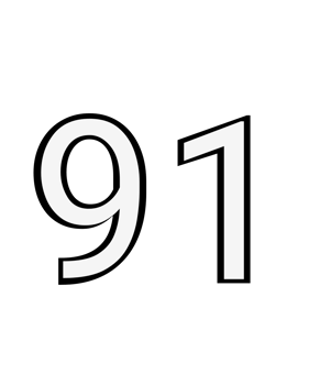 Black and white color numbers 91 png