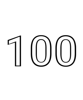 Black and white color numbers 100 png
