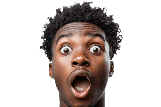 Young man expressing surprise with wide eyes png