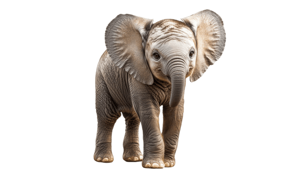 Young elephant walking in a bright setting png
