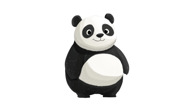 Cheerful cartoon panda character png