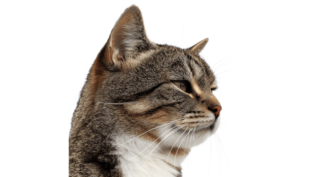 Cat gazing thoughtfully with striking details png