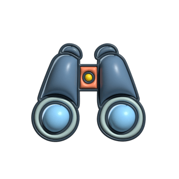 3D Binoculars Icon for Navigation and Exploration png