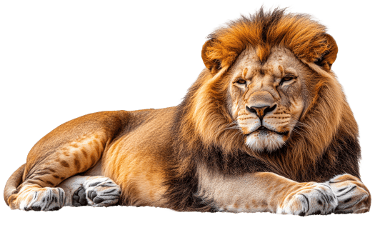 Majestic lion resting in a serene pose transparent background png