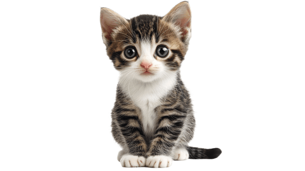 Cute little kitten looking curiously at the camera png