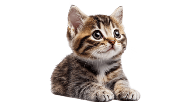Cute kitten gazing with curious eyes indoors png