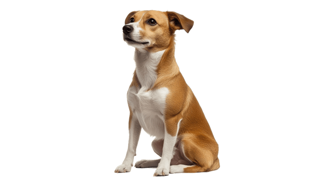 Friendly dog sitting calmly and looking ahead png