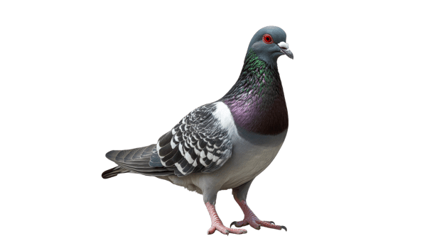 Pigeon standing on a white background in detail png