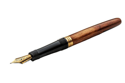 Elegant fountain pen on white backdrop png