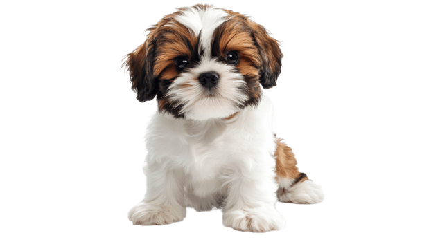 Cute puppy sitting and looking directly at camera png
