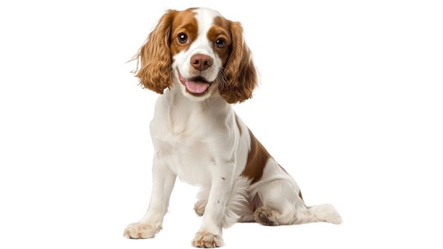 Cheerful spaniel poses on a clean background png