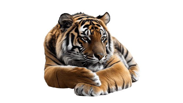 Majestic tiger resting calmly in the wild png