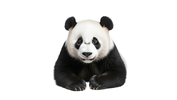 Playful giant panda resting in a serene setting png